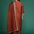 Plus Size Rust Embroidered Straight Kurta Trousers With Dupatta Set