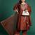 Plus Size Rust Embroidered Straight Kurta Trousers With Dupatta Set