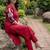 Women Embroidered Pleated Thread Work  Cotton Kurta with Trousers