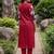 Women Embroidered Pleated Thread Work  Cotton Kurta with Trousers
