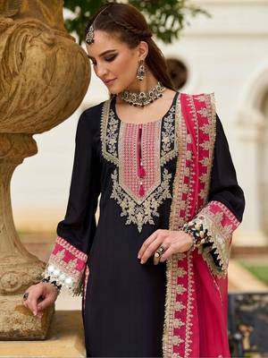Ethnic Motifs Embroidered Regular Mirror Work Kurta With Trousers & Dupatta 4
