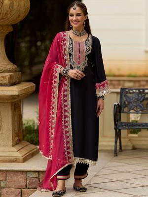 Ethnic Motifs Embroidered Regular Mirror Work Kurta With Trousers & Dupatta 5