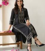 Women Ethnic Motifs Printed Regular Mirror Work  Cotton Kurta with Trousers