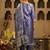 Floral Woven Design V-Neck Liva Zari Straight Kurta & Trousers With Dupatta