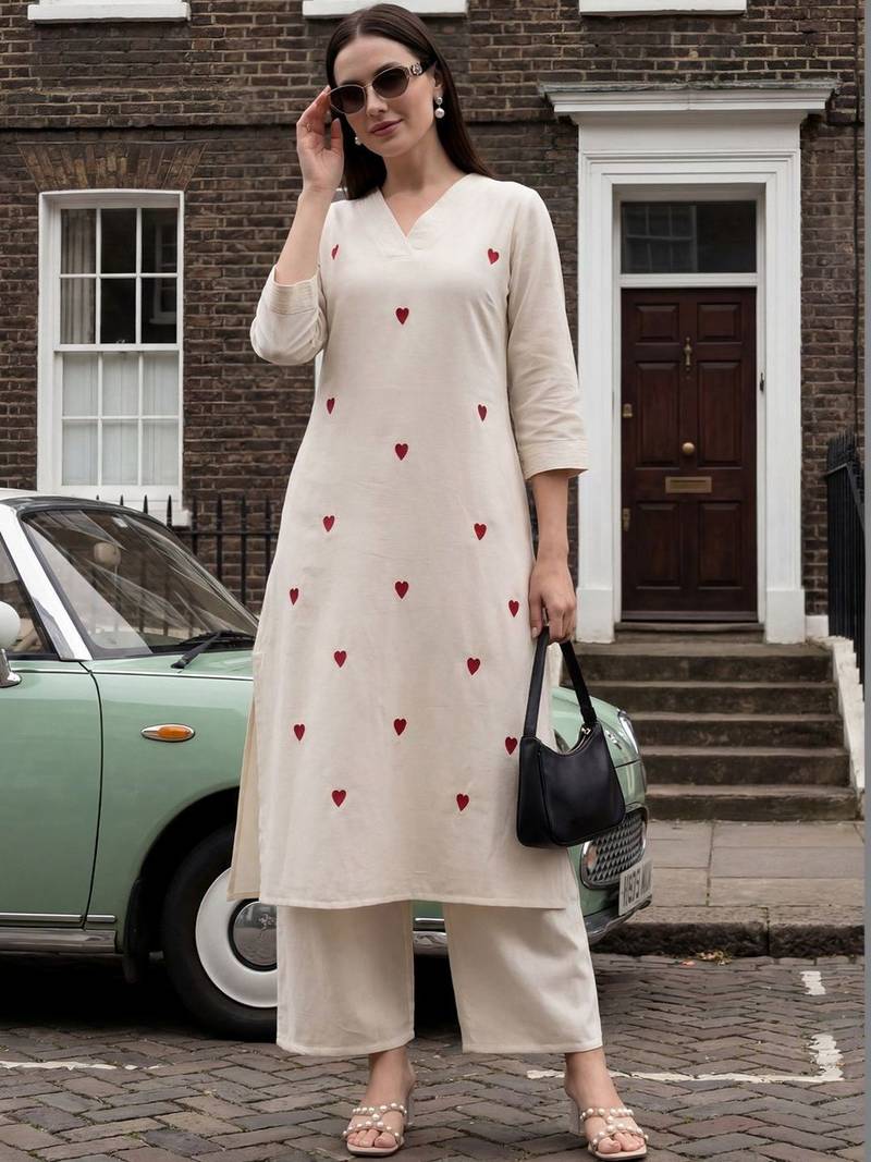 Women Ethnic Motifs Embroidered Regular Thread Work Kurta with Palazzos