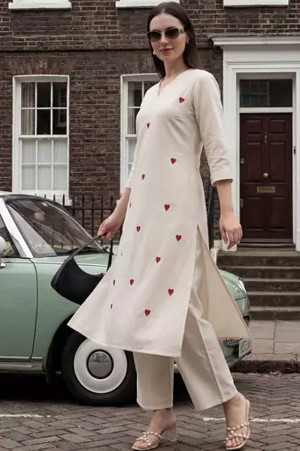 Women Ethnic Motifs Embroidered Regular Thread Work Kurta with Palazzos