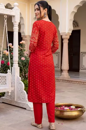 Women Ethnic Motifs Printed Angrakha  Cotton Kurta with Trousers & With Dupatta