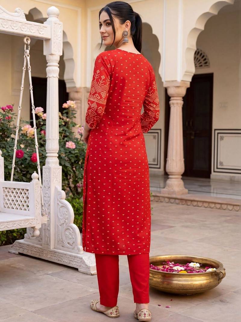 Women Ethnic Motifs Printed Angrakha  Cotton Kurta with Trousers & With Dupatta