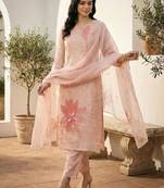 Women Floral Embroidered Regular Thread Work Kurta with Trousers & With Dupatta