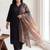 Plus Size Black Solid A-Line Kurta Trousers With Dupatta Set