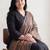 Plus Size Black Solid A-Line Kurta Trousers With Dupatta Set