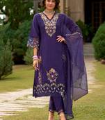 Women Floral Embroidered Panelled Sequinned Kurta with Trousers & With Dupatta