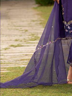 Women Floral Embroidered Panelled Sequinned Kurta with Trousers & With Dupatta 3