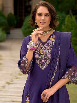Women Floral Embroidered Panelled Sequinned Kurta with Trousers & With Dupatta 5