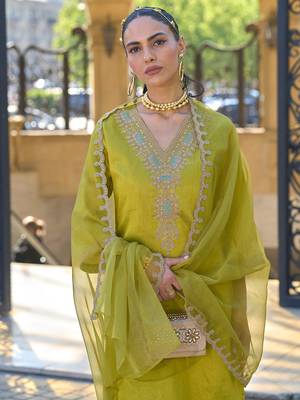 Ethnic Motifs Embroidered Regular Zari Straight Kurta With Trousers & Dupatta 4