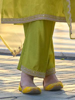 Ethnic Motifs Embroidered Regular Zari Straight Kurta With Trousers & Dupatta 5