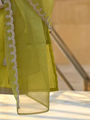 Ethnic Motifs Embroidered Regular Zari Straight Kurta With Trousers & Dupatta 6
