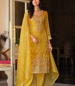 Women Ethnic Motifs Embroidered Regular Thread Work Kurta with Trousers & With Dupatta