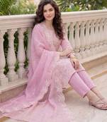 Women Ethnic Motifs Embroidered Regular Thread Work Kurta with Trousers & With Dupatta