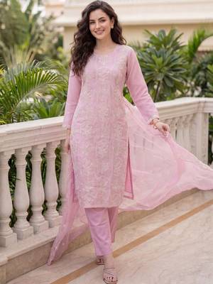 Women Ethnic Motifs Embroidered Regular Thread Work Kurta with Trousers & With Dupatta 2