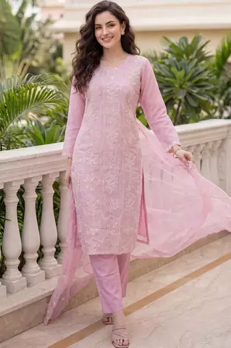 Women Ethnic Motifs Embroidered Regular Thread Work Kurta with Trousers & With Dupatta