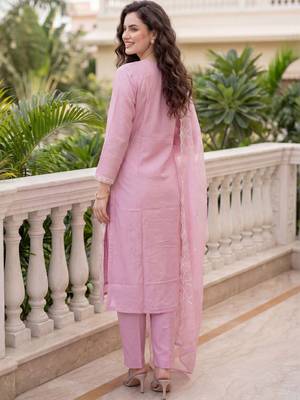 Women Ethnic Motifs Embroidered Regular Thread Work Kurta with Trousers & With Dupatta 3