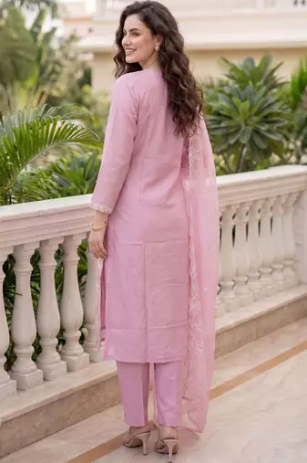 Women Ethnic Motifs Embroidered Regular Thread Work Kurta with Trousers & With Dupatta