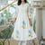 Floral Printed Mandarin Collar Pleated  Cotton A-Line Kurta With Trouser