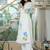 Floral Printed Mandarin Collar Pleated  Cotton A-Line Kurta With Trouser