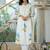 Floral Printed Mandarin Collar Pleated  Cotton A-Line Kurta With Trouser