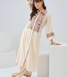 Women Floral Embroidered Thread Work Kurta with Patiala