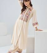 Women Floral Embroidered Thread Work Kurta with Patiala
