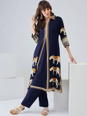 Women Ethnic Motifs Printed Regular Kurta with Trousers 2