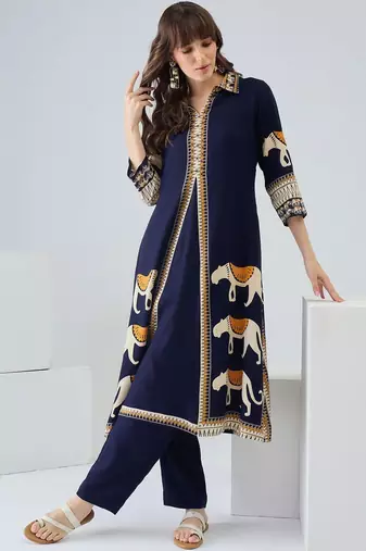 Women Ethnic Motifs Printed Regular Kurta with Trousers