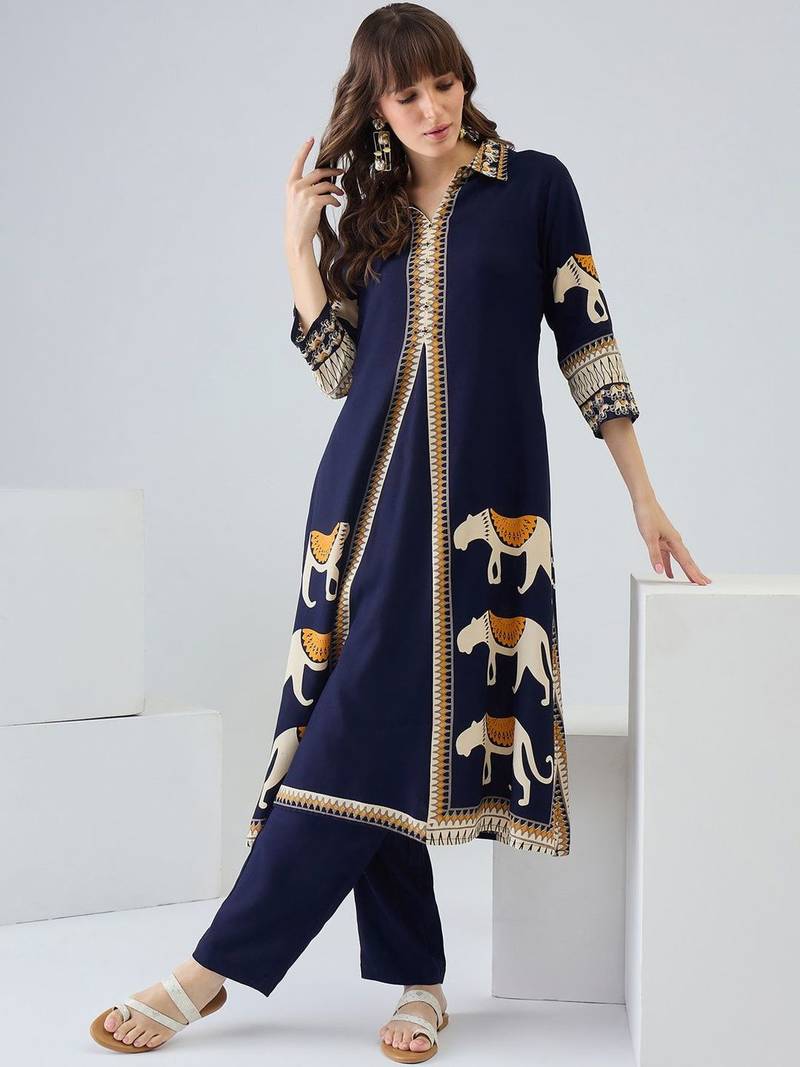 Women Ethnic Motifs Printed Regular Kurta with Trousers