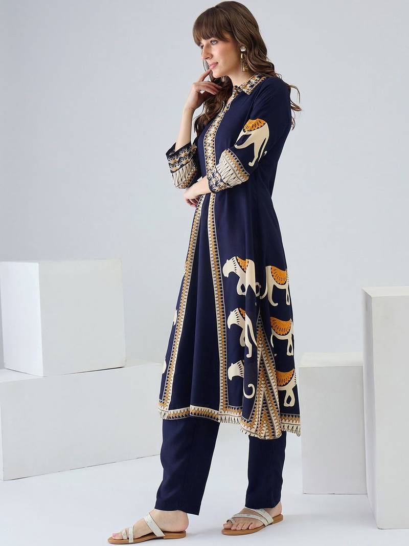 Women Ethnic Motifs Printed Regular Kurta with Trousers