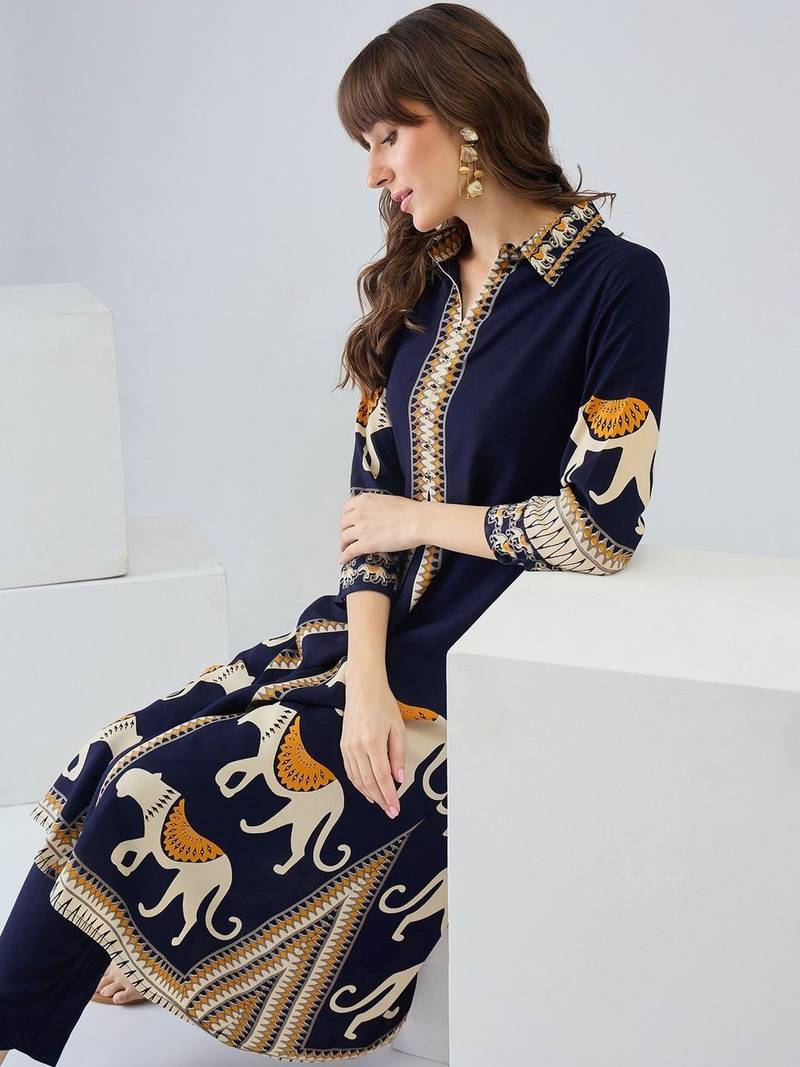 Women Ethnic Motifs Printed Regular Kurta with Trousers