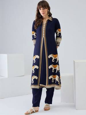 Women Ethnic Motifs Printed Regular Kurta with Trousers 7
