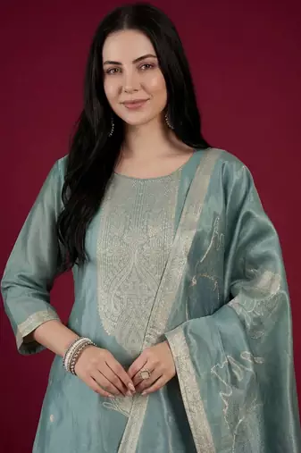Women Ethnic Motifs Embroidered Regular Thread Work Kurta with Trousers & With Dupatta
