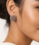 Grey freshwater baroque pearl cluster stud earrings