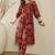 Women Floral Printed Pleated  Cotton Kurta with Trousers