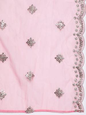 Plus Size Magenta Embroidered Straight Kurta Trousers With Dupatta Set 4