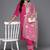 Plus Size Magenta Embroidered Straight Kurta Trousers With Dupatta Set