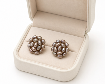 Grey freshwater baroque pearl cluster stud earrings 2