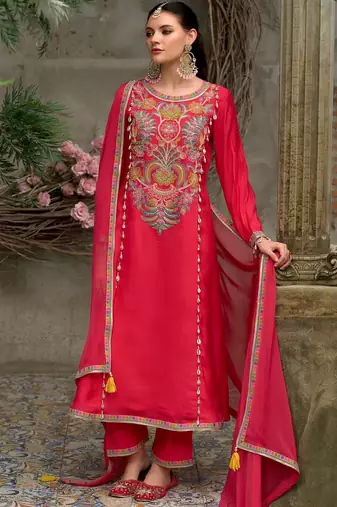 Women Ethnic Motifs Embroidered Kurta with Trousers & Dupatta