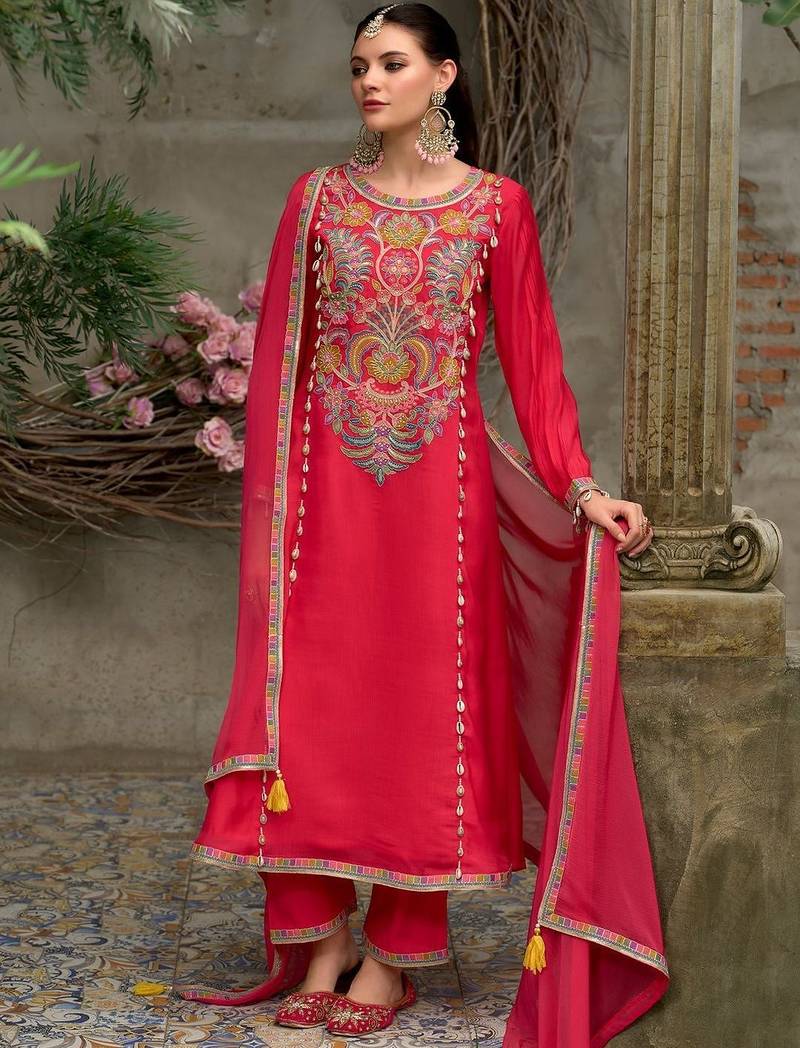 Women Ethnic Motifs Embroidered Kurta with Trousers & Dupatta
