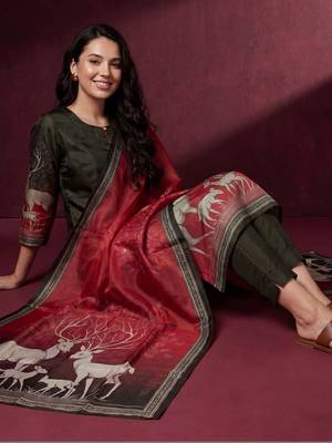 Women Animal Printed Regular Kurta with Trousers & With Dupatta 5