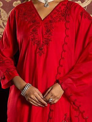 Ethnic Motifs Embroidered Sequined Straight Kurta With Trousers & Dupatta 2