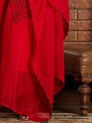 Ethnic Motifs Embroidered Sequined Straight Kurta With Trousers & Dupatta 6