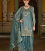 Women Paisley Embroidered Regular Beads and Stones Kurta with Palazzos & With Dupatta